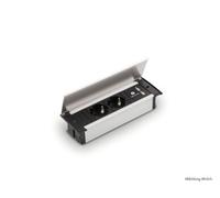 Naber Kapsa-USB, élément de prise de courant, avec prises françaises, couleur inox