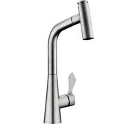 NABER Robinet UMORE 2 en finition inox avec bec extractible / Robinet de cuisine / Mitigeur monocommande