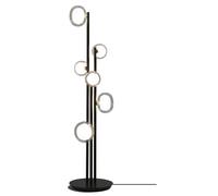 Nabila 552.66 Lampadaire Noir Mat/Laiton Brossé avec Verre Transparent