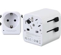 Nabo RA 300 Adaptateur de voyage "Europe to World" (2 & 3 broches) avec 1x USB, 1x USB-C