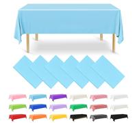 NACHLYNN Lot de 6 nappes rectangulaires jetables en Plastique Bleu Clair de 137 x 274 cm pour fête, fiançailles, Mariage, baptême, Anniversaire