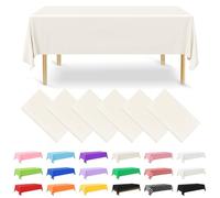 NACHLYNN Lot de 6 nappes rectangulaires jetables en Plastique Ivoire de 137 x 274 cm pour fête, fiançailles, Mariage, baptême, Anniversaire