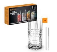 Nachtmann Tastes Good 103144 Lot de 4 verres à cocktail en cristal avec 4 pailles en verre et 1 brosse de nettoyage Passe au lave-vaisselle 445 ml