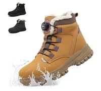 NACKINg Chaussure de Securité Homme Femme Hiver Imperméabilité Chaussures de Travail Embout Protection Acier Chaude Antidérapante Bottes de Sécurité Bouton Pivotant, Marron, EU 44