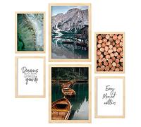 Nacnic - Ensemble de 6 Posters décoratifs - Nature, forêt, arbres - Décoration murale moderne - A3 et A4. Avec cadres en bois