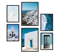 Nacnic - Ensemble de 6 posters Photographie des îles grecques - Impression murale d'été en Grèce - Décoration intérieure - Format A3 et A4. Avec cadres noirs
