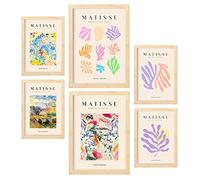 Nacnic Lot de 6 Affiches Henri Matisse. Végétation. Estampes du fauvisme et de l'art abstrait pour l'architecture d'intérieur et la décoration. A3 & A4, cadres en bois.