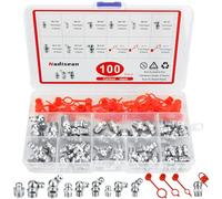 Nadisean 100 Pièce Graisseur m6 m8 m10, Nickelé Filetage Mâle Graisseurs 45°90°180°, Assortiment de Graisseurs avec Couvercle & Boîte en Plastique, Raccords de Graisse pour Équipement Mécanique