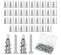 Nadisean 80 Pièces Chevilles pour Placoplatre Autoperceuses, Cheville Placo avec Vis, Métal Cheville pour Plaques de Plâtre, Alliage Zinc Cheville Autoforeuse Placo pour Fixation Plaques de Plâtre