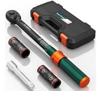 NADOKHI ynamométrique 1/2, 20-220Nm, 4 Pièces Cle Dynamometrique Voiture Kit avec Rallonges 150mm, Douille à Double 17mm/19mm, 21mm/23mm, Pour Changer Les Roues des Voitures, Motos et Camions