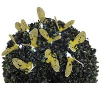 Naeve Leuchten 5123003 Guirlande lumineuse solaire en plastique ornée de 10 abeilles à LED blanches Lumière continue ou clignotement Fonctionne avec 1 pile AA NiMH 1,2 V 400 mA Multicolore Diamètre 20 cm Longueur totale 380 cm Raccordement 180 cm 4 x 5,5 cm Hauteur du piquet 24,5 cm