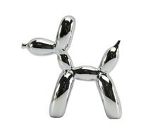 NAFEIMILUN Balloon Dog Statue Decor Statuette De Chien en Ballon Décoration Plaquée Or Sculpture Animale en Ballon pour Étagère Finition Miroir Brillante Blanc Argenté 25cm