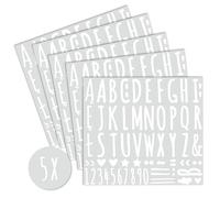 nagu® Autocollants lettres blanches, vinyle permanent, 5 feuilles | Alphabet complet avec chiffres, symboles et décorations | Résistants à l'eau et aux rayures pour les loisirs créatifs, scrapbooking