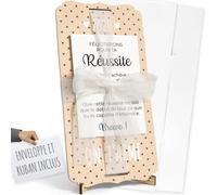 nagu® Diplôme carte personnalisée en bois - cadeau de fin d’études, université ou remise de diplôme, avec ruban, enveloppe, support et lettres, offrir argent ou photo
