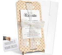 nagu® Retraite carte personnalisée en bois - cadeau pour homme ou femme retraité, avec ruban, enveloppe, support et lettres, dédicace, photo ou argent