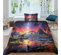 NAHCBIOT Dinosaur World Sets De Housses De Couettes 3D,Imprimé Microfibre Parure De Lit avec Jurassic Housse De Couette Et Taies d'oreiller Single（135x200cm）