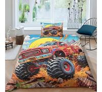NAHCBIOT Monster Truck Housse De Couette Enfants Parure De Lit Parure Housses De Couette Décor De Chambre Cartoon Housse De Couettes Single（135x200cm）