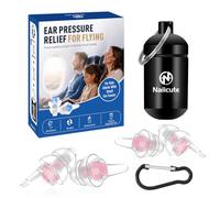 Naiicute Bouchon d'oreille pour Avion 2 Paires -Régule la Pression d'Air, Préviter douleurs auditives et filtre les Bruit Génants, 25dB, Réutilisables Boule Quies pour Enfant12 + Essentiels de Voyage
