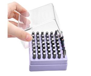 Nail Drill Bit Box - Professional Nail Tools Organizer | Transparent Lid Display Storage | 49 Holes Container For Women Beginners Enthusiasts Family Friends Personal Commercial