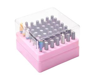 Nail Head Storage Box - Drill Bit Organizer, Grinding Head Container | Professional Manicure Accessory Display Case, Space Saving Forty Nine Hole Drill Bit Stand For Personal Home Use