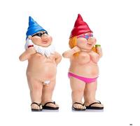 Nain de jardin humoristique - Nosheir - Statues amusantes et nues - Hauteur 12 cm - Résine durable et imperméable