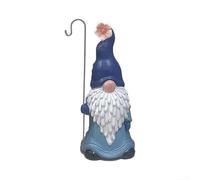 Nain de jardin solaire avec lanterne Statue en résine 41 cm (sans lumière) | Lanterne solaire, résine peinte à la main, bleu vif, 41 cm de hauteur, construction résistante aux intempéries