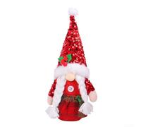 Naine de Noël Visage 28cm pour chapeau à Paillettes Rouges Stable | Fabriquée en polyester doux pour coton PP et fond lesté Utilisable pour bureau table pour arbre de Noël Décore
