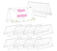Naisfei 10 Pièces Porte-Étiquette en Acrylique Chevalet Porte-20 x 8cm | Nom Transparent Plaques Nominatives de Table Réutilisable en Forme de Toit Porte-Carte d'Affichage pour Conférence