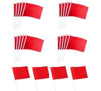 Naisfei Lot de 24 Mini Drapeaux Tenant la Main, Petit Drapeau Rouge Simple, 14 x 21 cm, Avec Tige et Pointe de Lance pour Événements Sportifs, Célébrations et Fêtes
