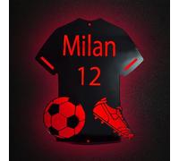 Naispanda Panneau néon personnalisé en jersey de football, Enseigne Lumineuse Personnalisable Football Led Miroir Lampe, lumière LED en miroir de football