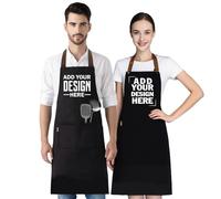 Naispanda Tablier de Chef Personnalisé Unisexe - Tablier de Cuisine Imperméable avec 2 Poches, Tablier de Chef avec Logo/Photo/Texte, Tablier de Cuisine avec Bavette Réglable pour Homme et Femme