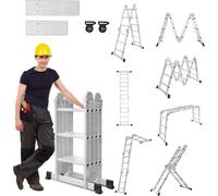 NAIZY 4×3 marches 360cm Aluminum Echelle d'échafaudage Echelle multifonctionnelle Echelle combinée Echelle pliante Echafaudage avec 2 plateformes