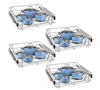 NAIZY 4 tiroirs télescopiques 60 cm - Tiroirs coulissants cuisine - Argenté en acier inoxydable massif - Organisateur cuisine (largeur réelle 57 cm, 4 pièces)