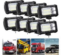 NAIZY 8x LED Projecteur de travail 72W LED Projecteur auxiliaire Offroad Projecteur 10-30V 6000K Lumière de travail Etanche IP67