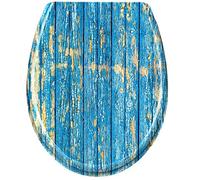 NAIZY Abattant WC Siège de Toilette Fermeture en Douceur en plastique dur Siège de toilette antibactérien Lunette WC Duroplast Taille universelle (planches bleues)