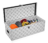 NAIZY Boîte à outils portable en aluminium avec couvercle 60 L - 76 x 33 x 24 cm - Boîte de transport avec serrure et clés - Boîte à outils - Mallette de transport, argent
