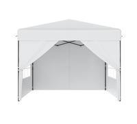 NAIZY - Stand pliant pop-up 2,5 x 2,5 m, montage rapide à l'aide d'un seul bouton, imperméable et résistant aux UV, avec 4 panneaux latéraux, sac de transport inclus – Blanc