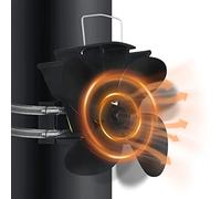 NAIZY Ventilateur de Cheminée sans électricité 4 Lames Poêle à Bois Silencieux avec Anneaux de Suspension pour Poêle à Bois, Cheminée Poêle à Bois Atelier Poêle à Granulés - Noir (Type B)