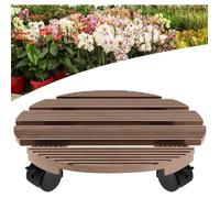 NAIZY WPC Plateau à Roulettes rond rouleau pour plantes pot de fleurs soucoupe avec 4 roues - chargeable jusqu'à 100 kg, brun