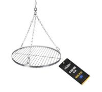 NAJDER Set de Grille Ronde en Acier Inoxydable Ø450 mm avec Chaîne de Suspension Ø3 mm, Grille Ronde pour Barbecue Pivotant avec Jeu de Chaînes, Émerillon et Mousqueton, pour Barbecue Suspendu