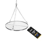 NAJDER Set de Grille Ronde en Acier Inoxydable Ø700 mm avec Chaîne de Suspension Ø3 mm, Grille Ronde pour Barbecue Pivotant avec Jeu de Chaînes, Émerillon et Mousqueton, pour Barbecue Suspendu