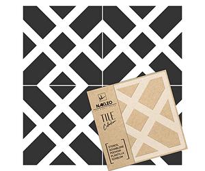 NAKLEO Pochoir à Carreaux pour Peinture 20x20cm, Modèle en Plastique et Réutilisable, Soria Carré Rectangle Ligne Marocain, DIY Bricolage Décoration, Pavé Blocs Béton Sol Mur