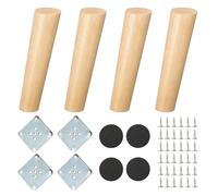 NAKUPENDA Pied Meuble 4Pcs Pieds de Meubles en Bois Pieds de Canapé Cône Oblique Pieds en Bois pour Meuble Sofa Chaise (Couleur Bois,20cm Hauteur)