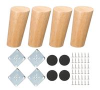 NAKUPENDA Pied Meuble 4Pcs Pieds de Meubles en Bois Pieds de Canapé Cône Oblique Pieds en Bois pour Meuble Sofa Chaise (Couleur Bois,10cm Hauteur)