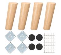 NAKUPENDA Pied Meuble 4Pcs Pieds de Meubles en Bois Pieds de Canapé Cône Oblique Pieds en Bois pour Meuble Sofa Chaise (Couleur Bois,15cm Hauteur)