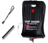 NALCY Sac de Douche Solaire Camping 20L, Voyage Chauffé à L'énergie Solaire Portable Eau Chaude avec Flexible Amovible à 45°C Tête de Douche Commutable pour Randonnée, Escalade
