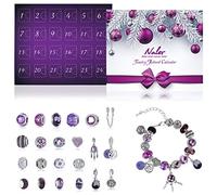 Naler Calendrier de l'Avent Bijoux 2026 Femme Fille Enfant Advent Calendar avec Bracelet Chaîne Perles Alliage DIY Cadeau Noel Ado Fille 6 7 8 9 10 11 12 Ans Violet
