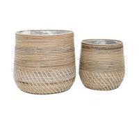Lot de 2 Cache-Pots Ø39cm et Ø29cm en Rotin Kubu Tressé - NALINI - ALTOBUY Bois G
