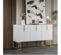 NALOOKAMIC Buffet Moderne 3 Portes avec étagères Réglables,Meubles d'entrée,Commode Portes de Placard en U pour Cuisine Salon Blanc
