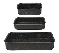 NAMAI - Set of 3 Plat Four, 35/25/20 CM. Revêtement Antiadhésive, Lavable au Lave-Vaisselle, Aluminium Résistant, Plaque de Four, Effet Pierre, Fabriquée en Italie (set 2)